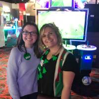 two friends at Detroit Holiday party